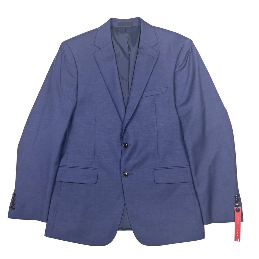 Calvin Klein Suit Jacket Mens 42 R Blue Wool X Slim Fit Stretch Blazer